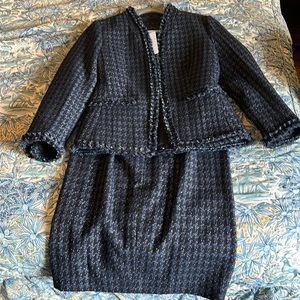 J.Crew Navy Metallic Tweed Skirt Suit NWT size 4
